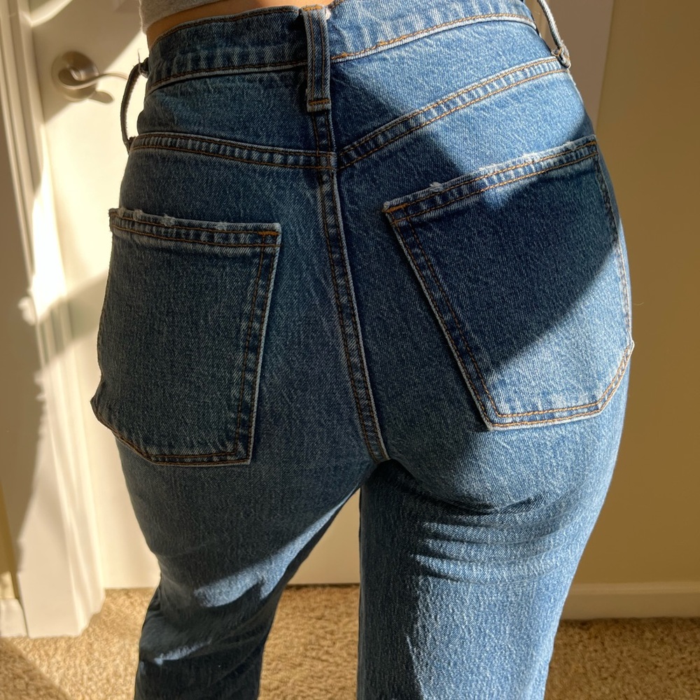 High waisted distressed jean shorts
